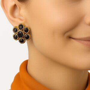 Swarovski Crystal Stud Earrings - 0.5" - 14k Gold Overlay, Purple Stones Jewelry